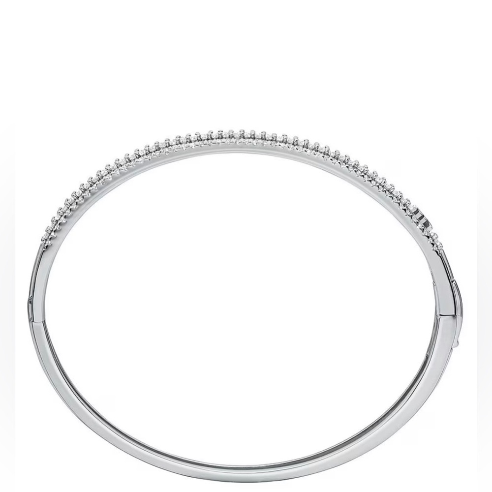 🖤🖤Michael Kors Precious Metal-Plated Sterling Silver Pavé Logo Bangle Bracelet - Picture 3 of 4